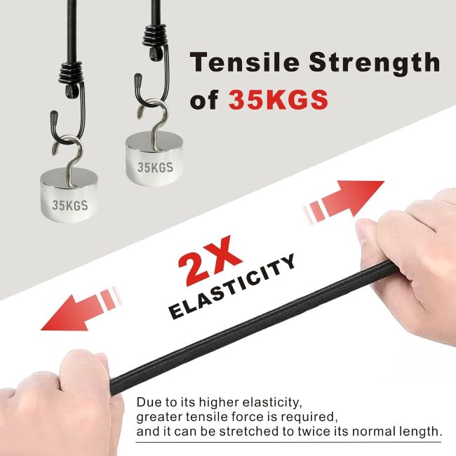BEXSLE bungee strap set organized for convenient storage and everyday hauling tasks