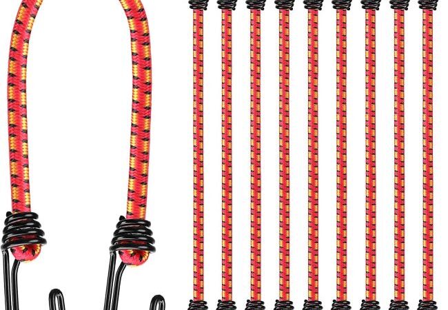 ELEAD bungee cords with metal hooks for securing cargo and outdoor gear