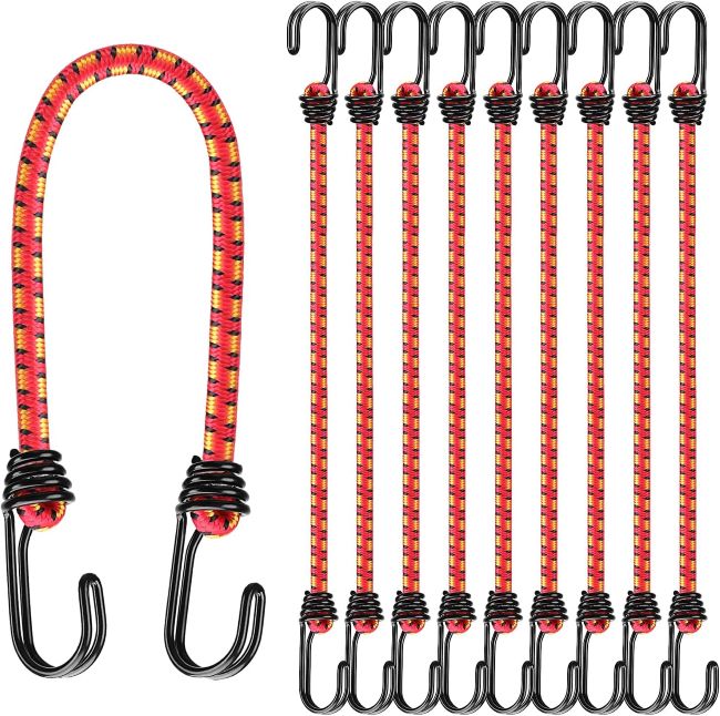 ELEAD bungee cords with metal hooks for securing cargo and outdoor gear