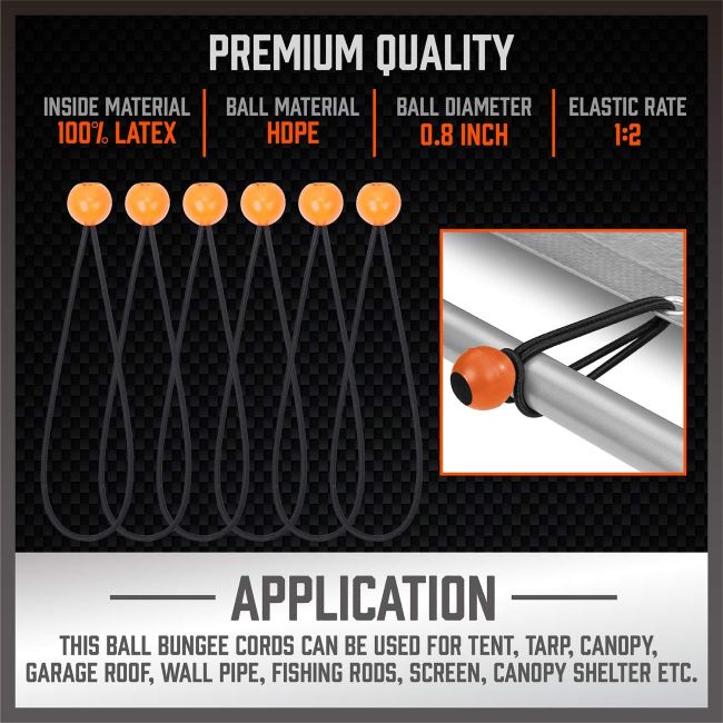 HORUSDY bungee cords and tarp clips organized for convenient outdoor and household use