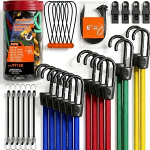 HORUSDY bungee cords and tarp clips for securing tarps and outdoor gear