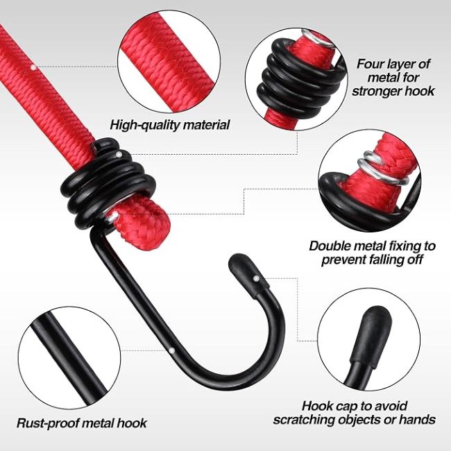 WORKPRO bungee cords securing cargo, camping gear, and household items