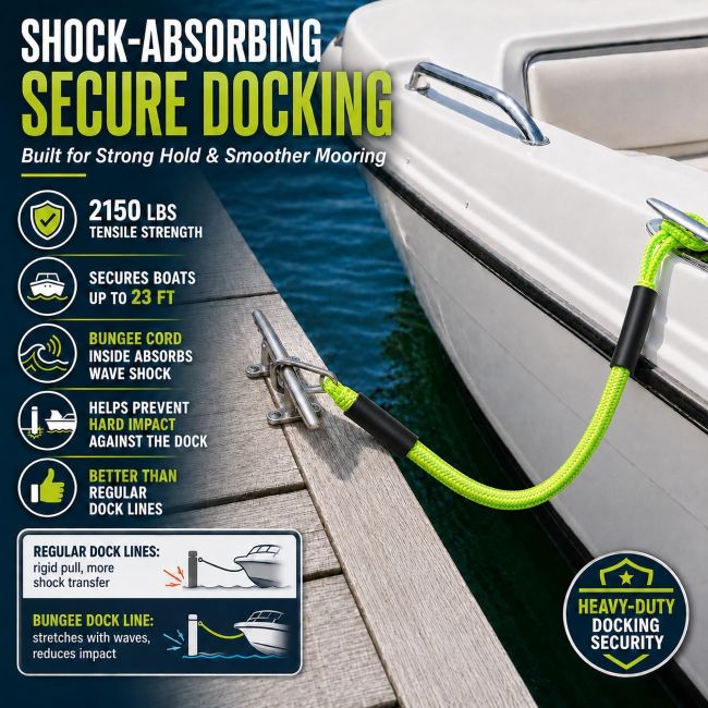 Botepon shock-absorbing dock lines for boats