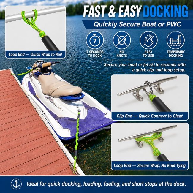 Botepon bungee dock ropes for easy boat mooring
