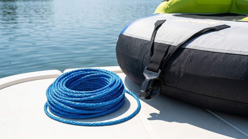 How to attach a tubing rope to an approved boat tow point