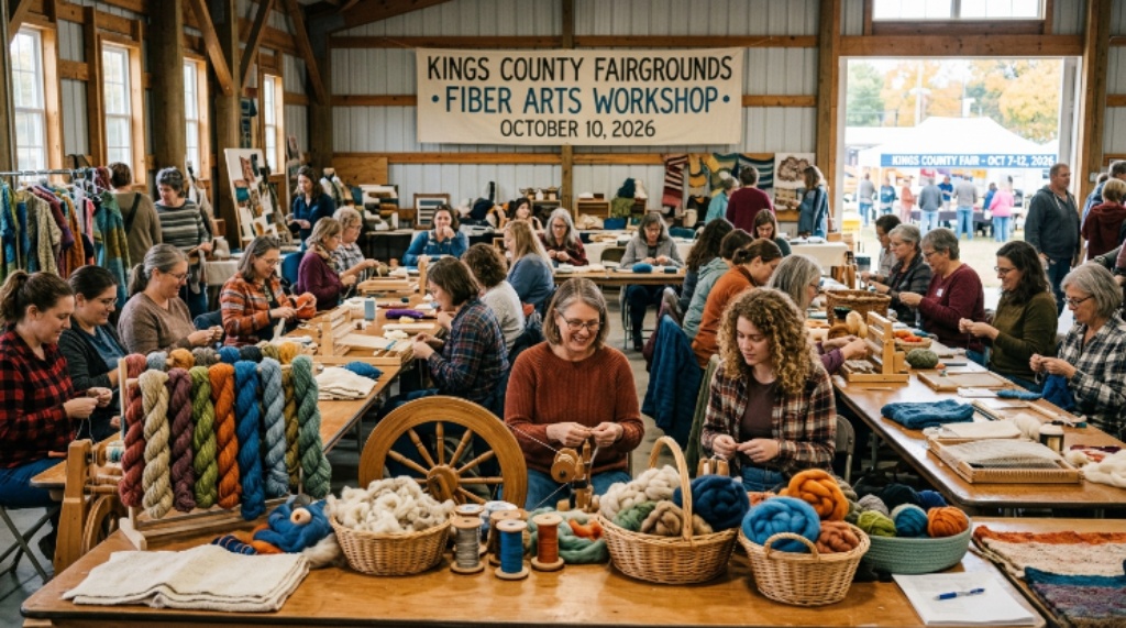 A fiber arts workshop in progress at Kings County Fairgrounds on October 10 2026
